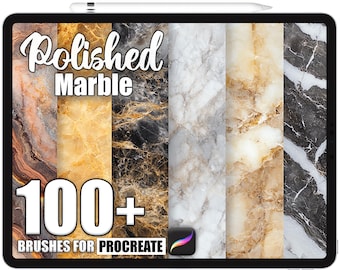 100+ Procreate Polished Marble Brushes, Realistic Texture Brushes for Procreate, Instant Digital Download