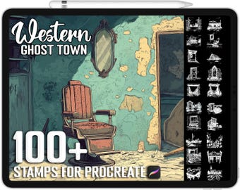 100+ Procreate Western Ghost Town Stamps, Realistic Brushes for Procreate, Instant Digital Download