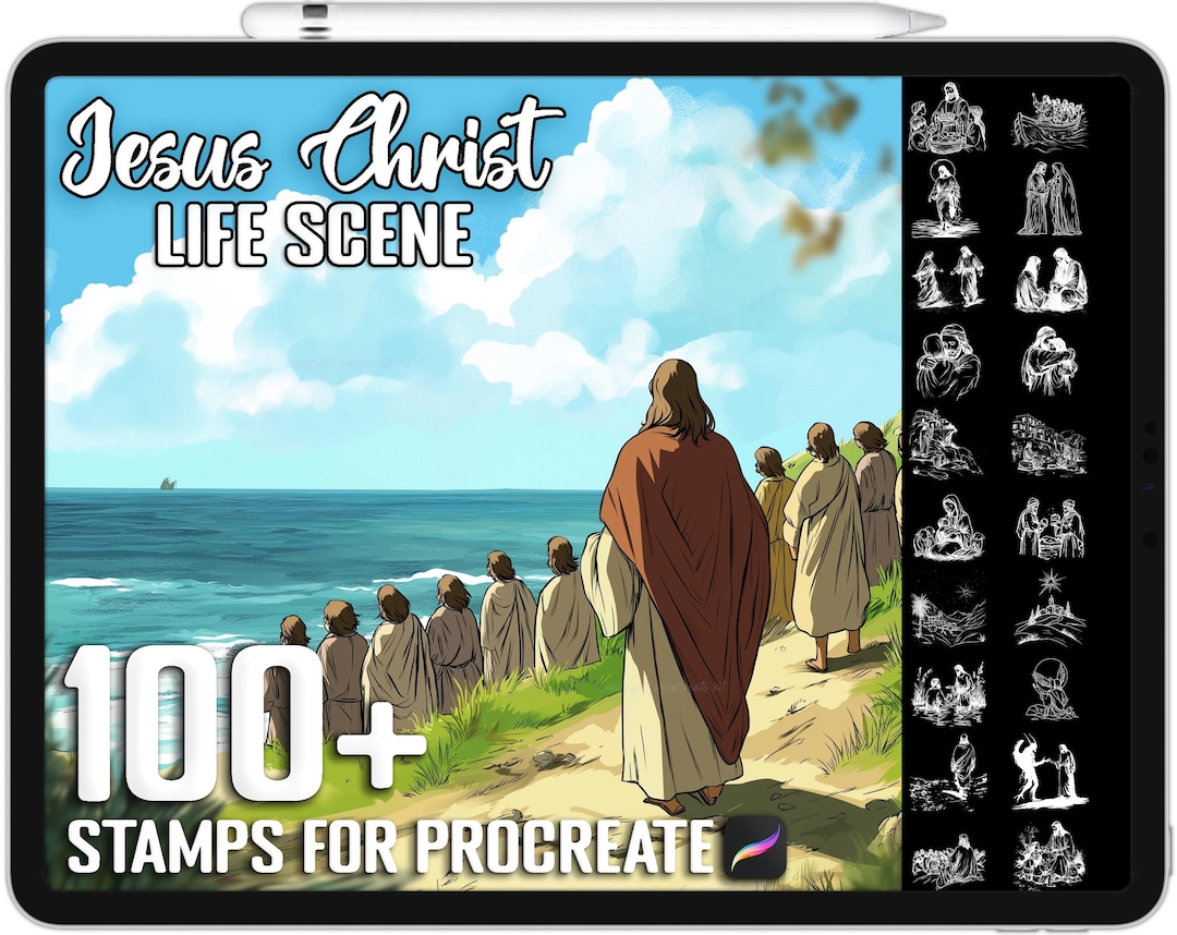 100+ Procreate Life of Jesus Christ Scene Stamps, Realistic Brushes for ...