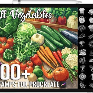 100+ Procreate All Vegetables Stamps, Realistic Brushes for Procreate, Instant Digital Download
