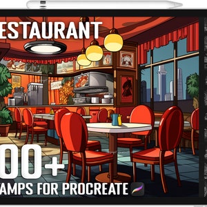 100+ Procreate Restaurant Stamps, Restaurant Guide Brushes for Procreate, Instant Digital Download