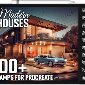 100+ Procreate Modern House Stamps, Modern House Brushes for Procreate, Instant Digital Download