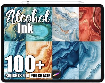 100+ Procreate Alcohol Ink Brushes, Realistic Texture Brushes for Procreate, Instant Digital Download