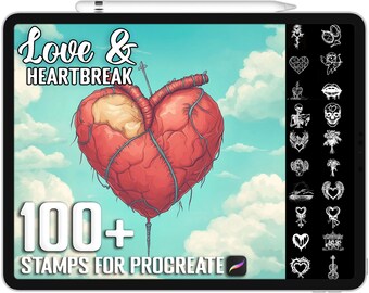 100+ Procreate Love & Heartbreak Stamps, Brushes for Procreate, Instant Digital Download
