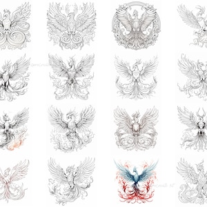 100 Procreate Phoenix Bird Stamps, Phoenix Brushes for Procreate, Instant Digital Download image 3