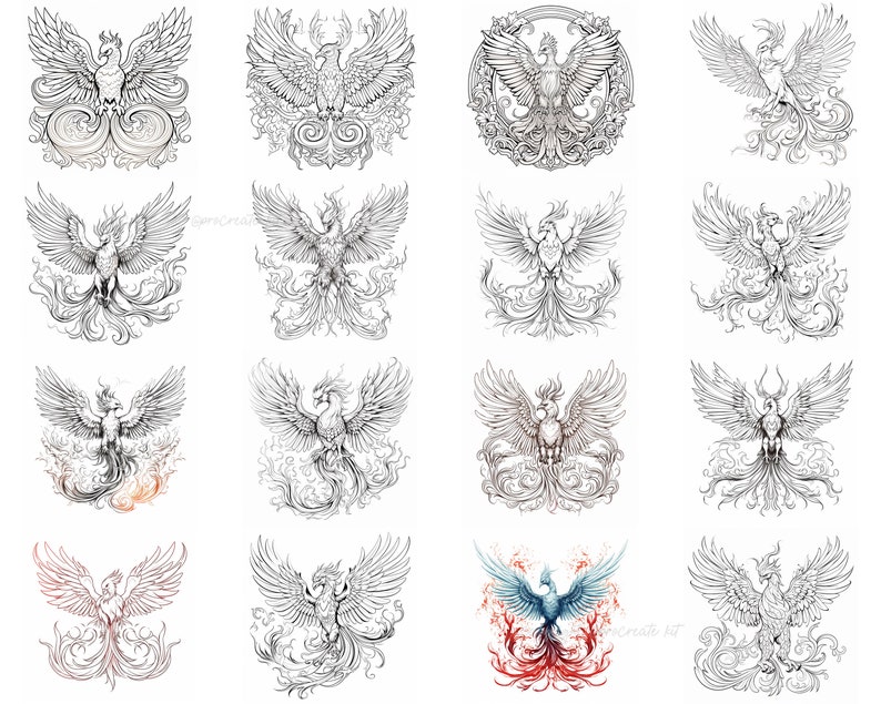 100 Procreate Phoenix Bird Stamps, Phoenix Brushes for Procreate, Instant Digital Download image 3