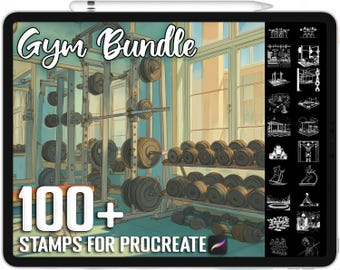 100+ Procreate Gym Bundle Stamps, Realistic Brushes for Procreate, Instant Digital Download