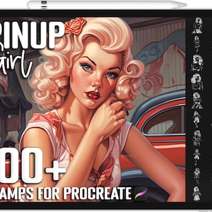 Oltre 100 francobolli Procreate Pinup Girl, pennelli per acconciature da uomo per Procreate, download digitale istantaneo