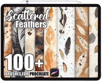100+ Procreate Scattered Feathers Brushes, Realistic Texture Brushes for Procreate, Instant Digital Download