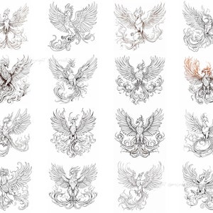 100 Procreate Phoenix Bird Stamps, Phoenix Brushes for Procreate, Instant Digital Download image 5