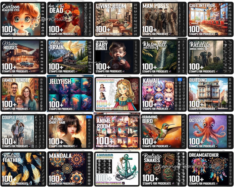 Oltre 130.000 articoli in tutto il negozio, timbri per Procreate, pennelli per Procreate, download digitale immediato. immagine 10