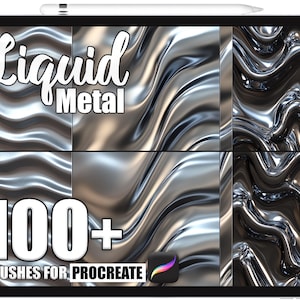 100+ Procreate Liquid Metal Brushes, Realistic Texture Brushes for Procreate, Instant Digital Download