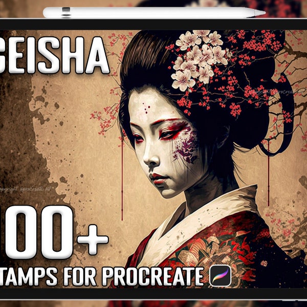 Procreate Geisha Stamps, Geisha Brushes voor Procreate, Instant Digital Download