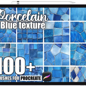 100+ Procreate Porcelain Blue Brushes, Realistic Texture Brushes for Procreate, Instant Digital Download