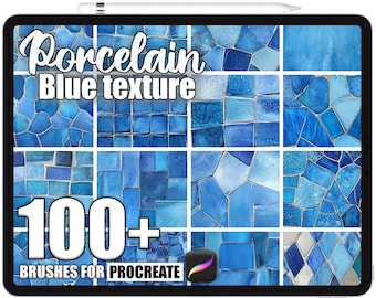 100+ Procreate Porcelain Blue Brushes, Realistic Texture Brushes for Procreate, Instant Digital Download