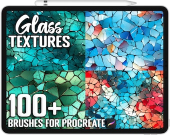 Mais de 100 pincéis de textura de vidro Procreate, pincéis realistas para Procreate, download digital instantâneo