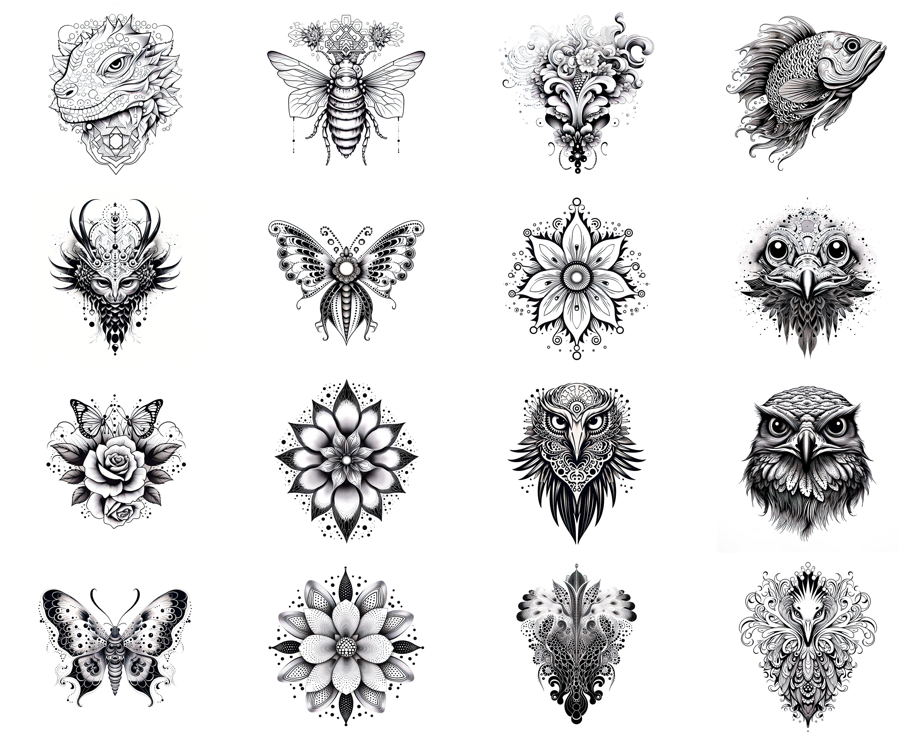 100+ Procreate Dotwork Tattoo Stamps, Tattoo Guide Brushes for ...