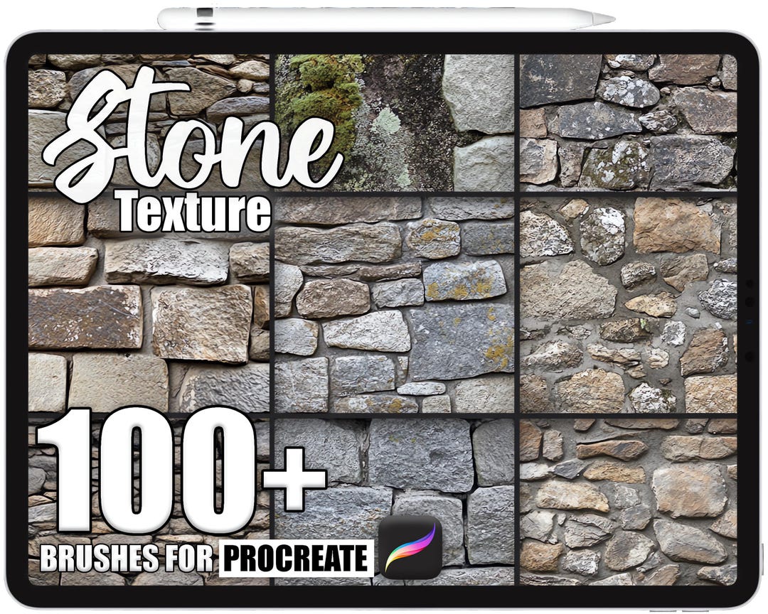 Procreate Draw Stone 100+ Procreate Stone Texture Brushes, Realistic Texture Brushes for ...