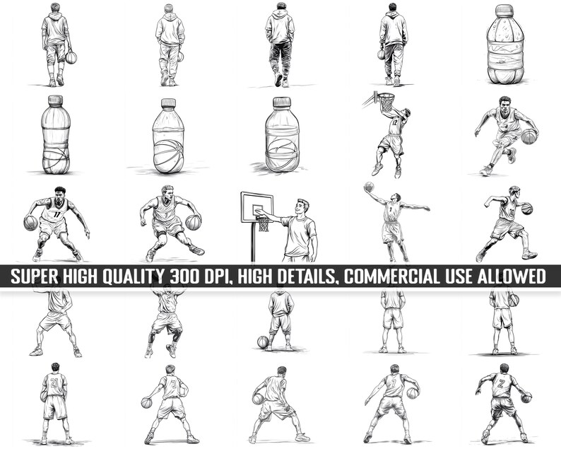 100+ Procreate Basketball Pose Stamps, Action Basketball Brushes for ...