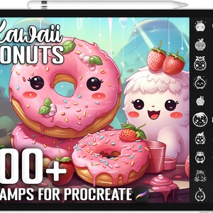 100+ Procreate Kawaii Donut Stamps, Unique Realistic Kawaii Donut Brushes for Procreate, Instant Digital Download
