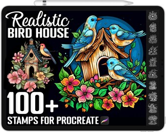 100+ Procreate Bird House Stamps, Nest Brushes for Procreate, Instant Digital Download