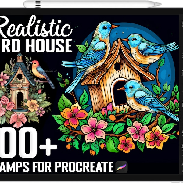 100+ Procreate Bird House Stamps, Nest Brushes for Procreate, Instant Digital Download