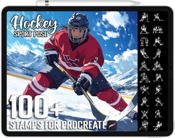 100+ Procreate Hockey Stamps, Action-Packed Ice Sports Brushes for Procreate, Instant Digital Download