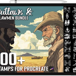 100+ Procreate Outlaws & Lawmen Stempel, realistische Pinsel für Procreate, sofortiger digitaler Download
