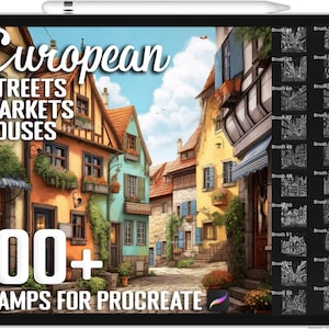 100+ Procreate European Street Stamps, European Street Brushes for Procreate, Instant Digital Download