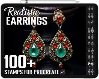 100+ Procreate Boucles d'oreilles Timbres, Boucles d'oreilles Pinceaux pour Procreate, Téléchargement numérique instantané