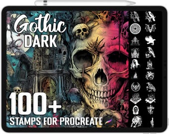 100+ Procreate Gothic & Dark Stamps, Brushes for Procreate, Instant Digital Download
