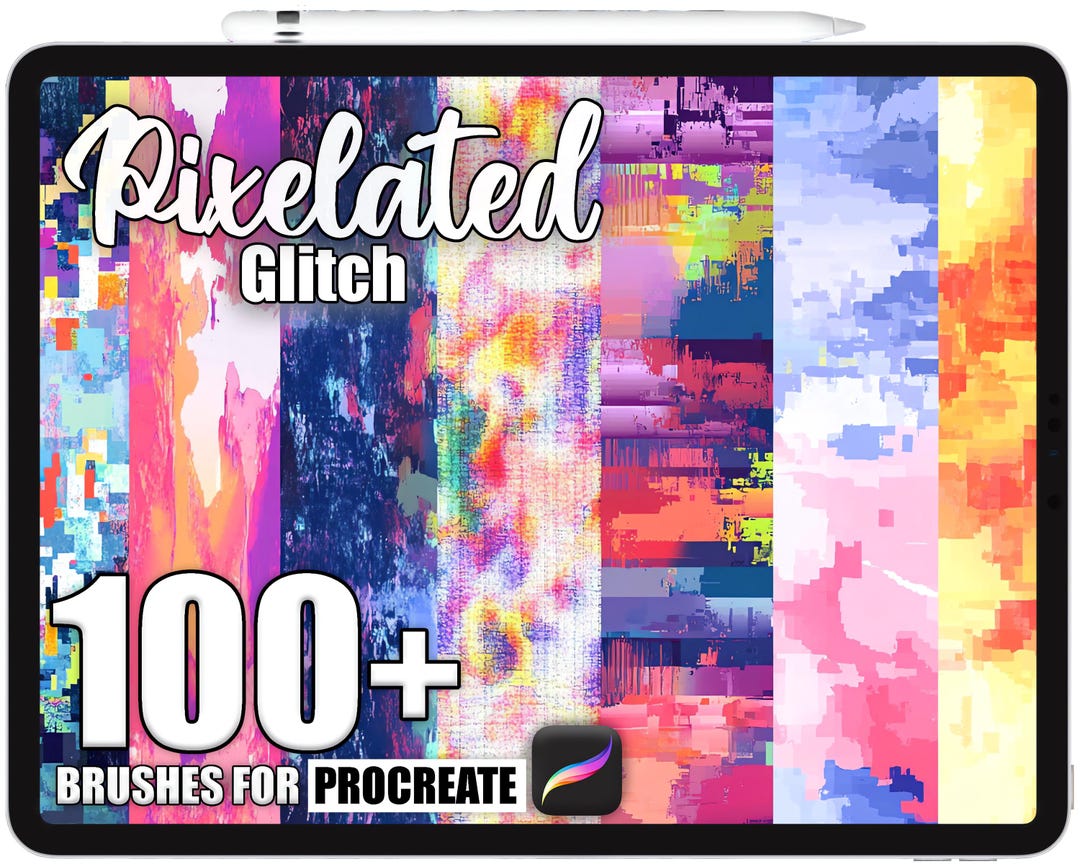 100+ Procreate Pixelated Glitch Brushes, Realistic Texture Brushes for ...
