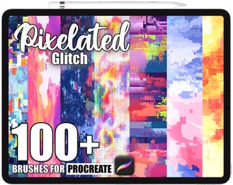 100+ Procreate Pixelierte Glitch Pinsel, realistische Texturbürsten für Procreate, sofortiger digitaler Download
