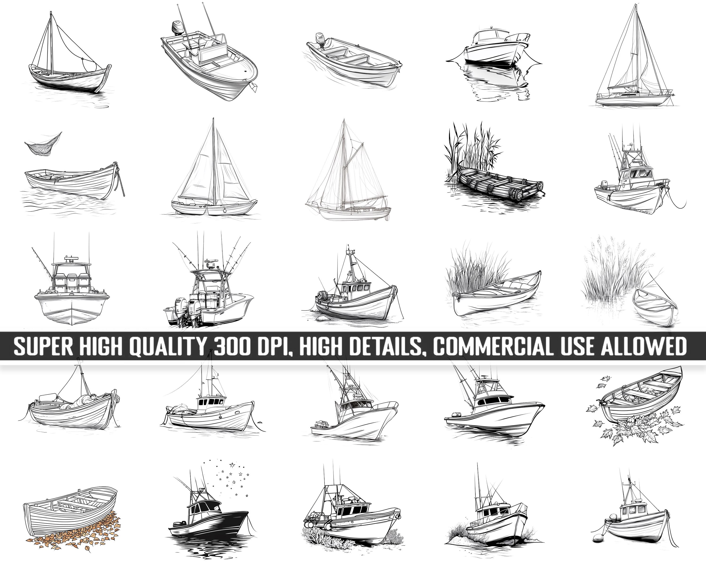 100+ Procreate Fisher Boat Stamps, Nautical Boat Brushes for Procreate ...