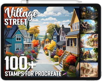 100+ Procreate Village Home Scene Stamps, Village Home Brushes for Procreate, Instant Digital Download