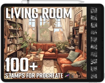 100+ Procreate Living Room Stamps, Living Room Brushes for Procreate, Instant Digital Download