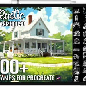 100+ Procreate Rustic Farmhouse & Barn Scene Stamps, Realistic Brushes for Procreate, Instant Digital Download