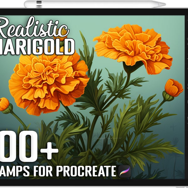 100+ Procreate Marigold Stamps, Marigold Brushes for Procreate, Instant Digital Download