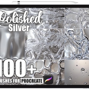 100+ Procreate Polished Silver Brushes, Realistic Texture Brushes for Procreate, Instant Digital Download