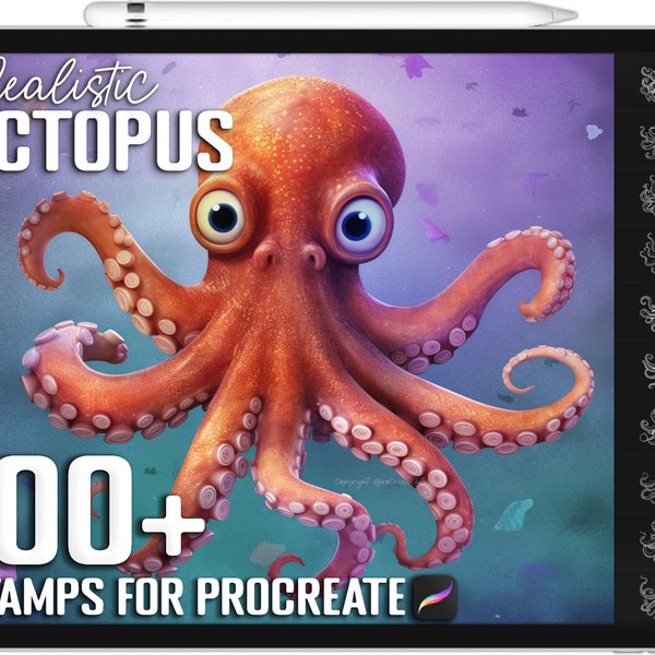 100+ Procreate Octopus Stamps, Octopus Brushes for Procreate, Instant Digital Download