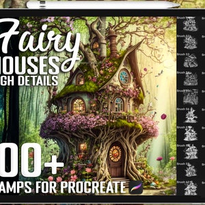 Procreate Beautiful Fairy House Stamps, Fairy House Brushes for Procreate, Instant Digital Download