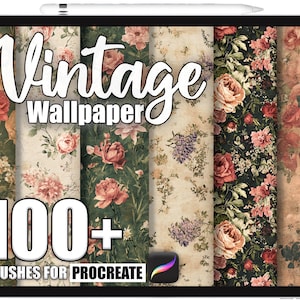 Plus de 100 pinceaux pour papier peint vintage Procreate, pinceaux de texture réalistes pour procréer, téléchargement numérique instantané