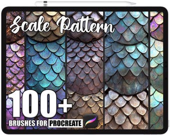 100+ Procreate Scale Pattern Brushes, Realistic Texture Brushes for Procreate, Instant Digital Download