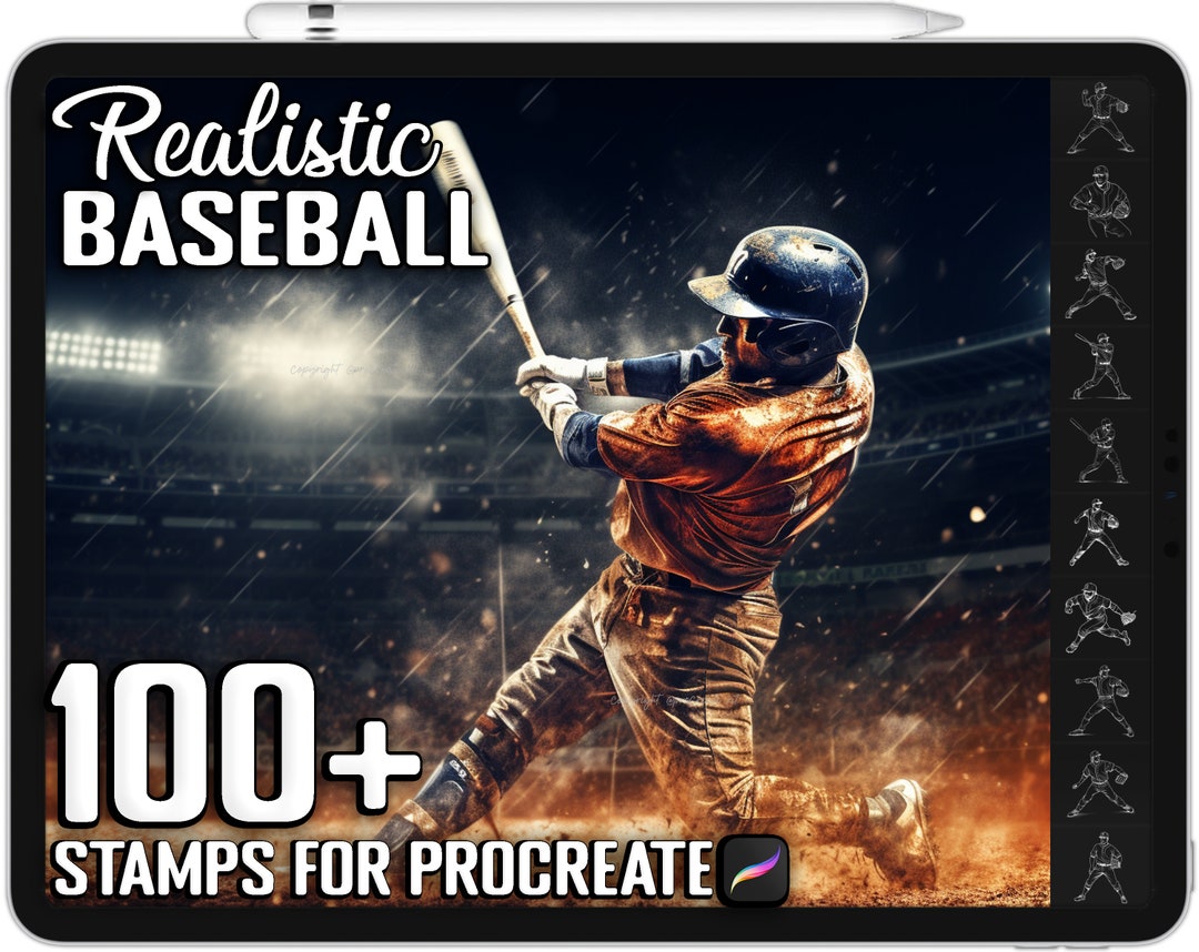 100 Procreate Baseball Stamps, Baseball Brushes for Procreate, Instant