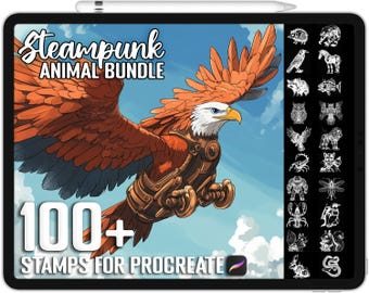 100+ Procreate Steampunk Animal Stamps, Brushes for Procreate, Instant Digital Download