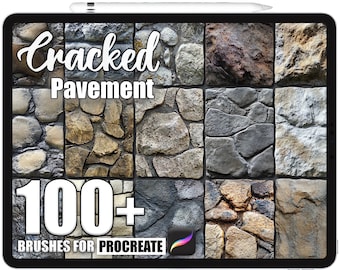100+ Procreate Cracked Pavement Brushes, Realistic Texture Brushes for Procreate, Instant Digital Download