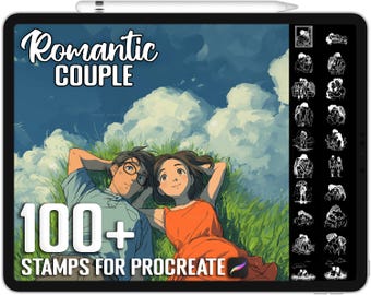 100+ Procreate Romantic Couple Poses Stamps, Realistic Brushes for Procreate, Instant Digital Download