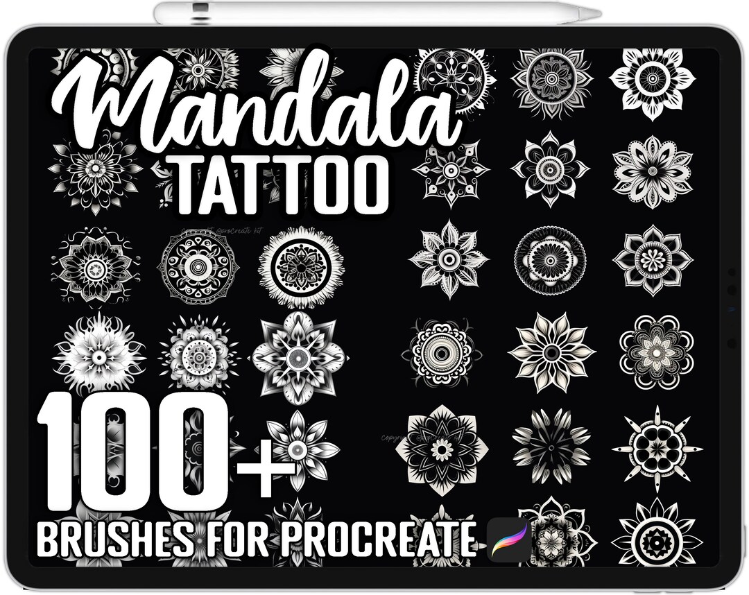 100+ Procreate Mandala Tattoo Stamps, Mandala Tattoo Guide Bundle for ...