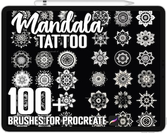 100+ Procreate Mandala Tattoo Stamps, Mandala Tattoo Guide Bundle for Procreate, Instant Digital Download