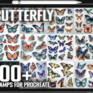 100+ Procreate Butterfly Stamps, Unique Butterfly Guide Brushset Bundle for Procreate, Instant Digital Download